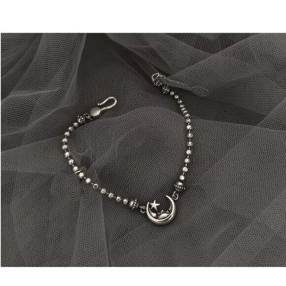 *925 Sterling Silver Vintage Moon Star Bracelet - Picture 7 of 9